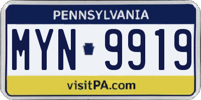 PA license plate MYN9919