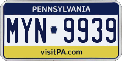 PA license plate MYN9939