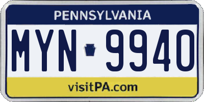 PA license plate MYN9940