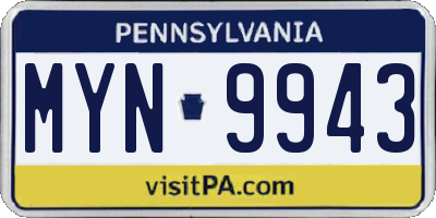 PA license plate MYN9943