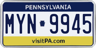 PA license plate MYN9945