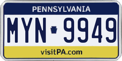 PA license plate MYN9949