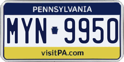 PA license plate MYN9950
