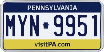 PA license plate MYN9951