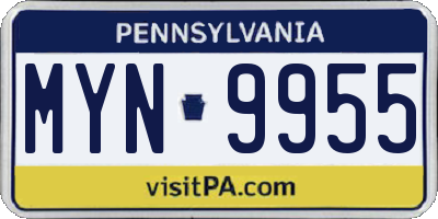 PA license plate MYN9955