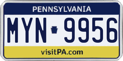 PA license plate MYN9956