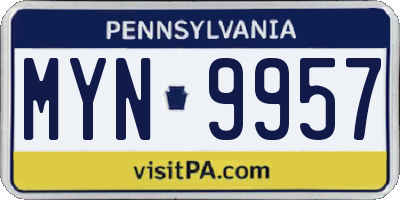 PA license plate MYN9957