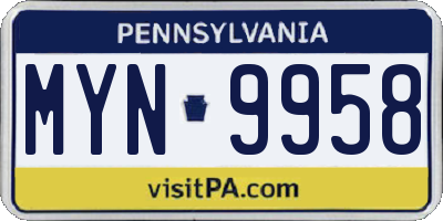 PA license plate MYN9958