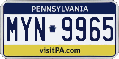 PA license plate MYN9965