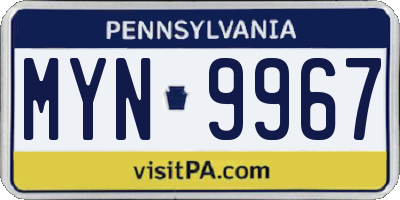 PA license plate MYN9967