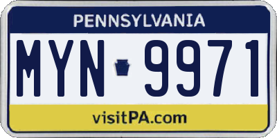 PA license plate MYN9971
