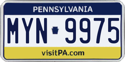 PA license plate MYN9975