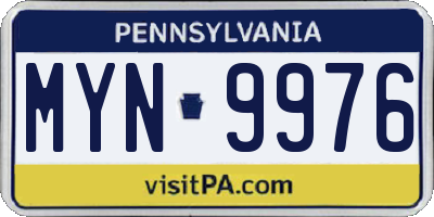 PA license plate MYN9976