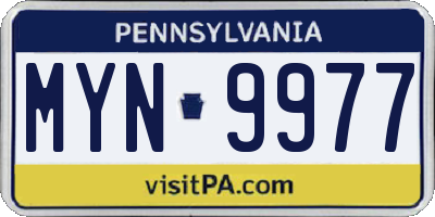 PA license plate MYN9977