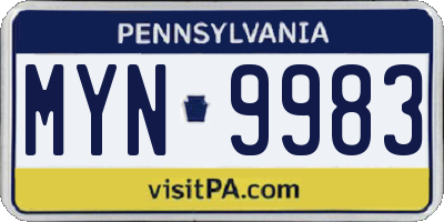 PA license plate MYN9983