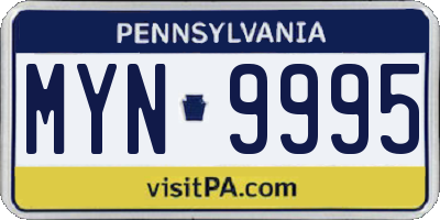 PA license plate MYN9995