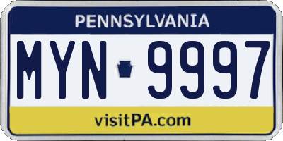 PA license plate MYN9997