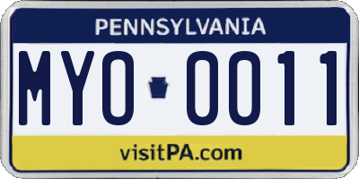 PA license plate MYO0011