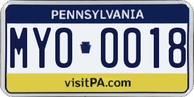 PA license plate MYO0018