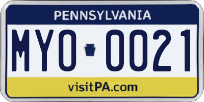 PA license plate MYO0021