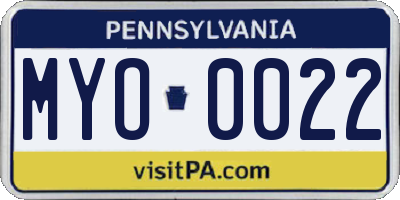 PA license plate MYO0022