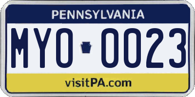 PA license plate MYO0023