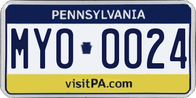 PA license plate MYO0024