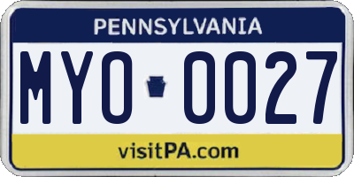PA license plate MYO0027