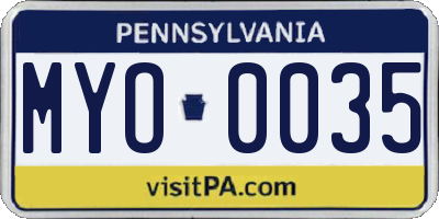 PA license plate MYO0035