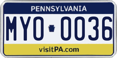 PA license plate MYO0036