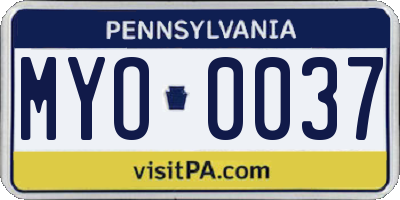 PA license plate MYO0037