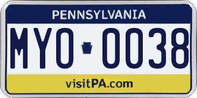 PA license plate MYO0038