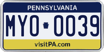 PA license plate MYO0039