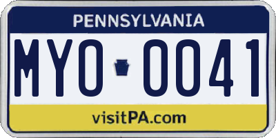 PA license plate MYO0041