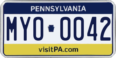 PA license plate MYO0042