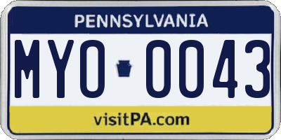 PA license plate MYO0043