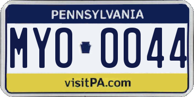 PA license plate MYO0044