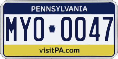 PA license plate MYO0047
