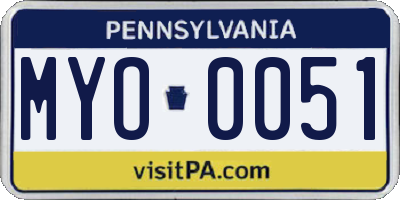 PA license plate MYO0051