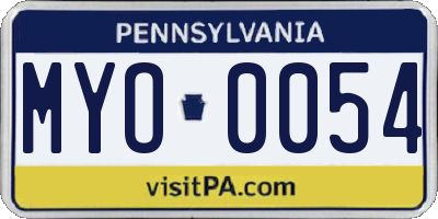 PA license plate MYO0054
