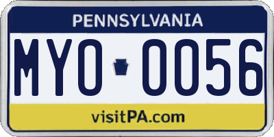 PA license plate MYO0056