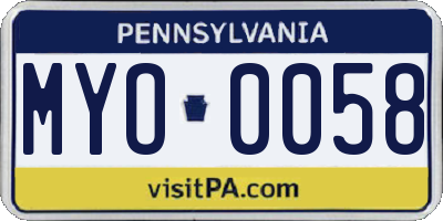 PA license plate MYO0058