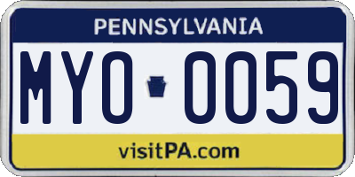 PA license plate MYO0059