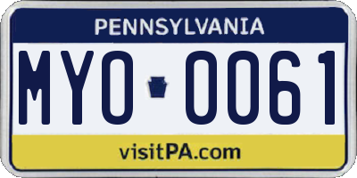 PA license plate MYO0061