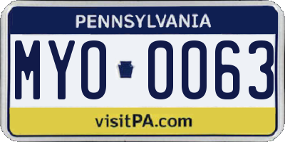 PA license plate MYO0063