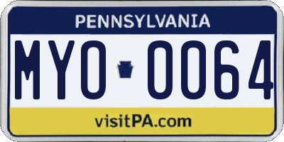 PA license plate MYO0064