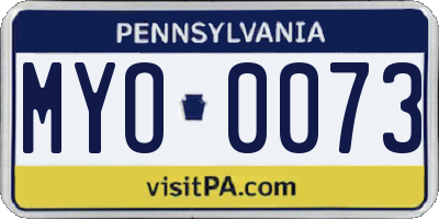 PA license plate MYO0073