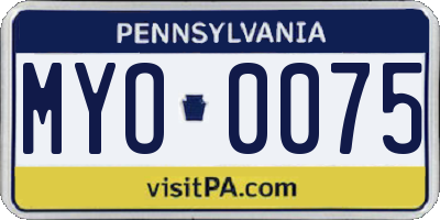 PA license plate MYO0075