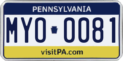 PA license plate MYO0081