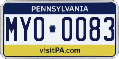 PA license plate MYO0083